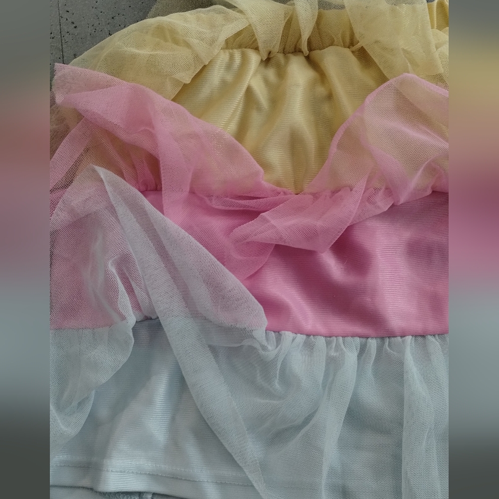 Way To Celebrate Girls Tiered Tutu Mesh Skirt, SZ girl S (6-6x) Yellow Pink Blue - Picture 11 of 16
